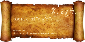 Kutlik Árpád névjegykártya